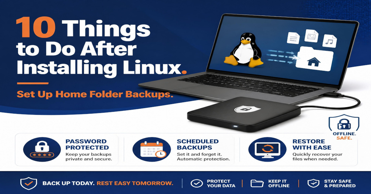 10 Things to Do After installing Linux (Coming From a different OS) Part 9: (Set Up Home Folder Backups)